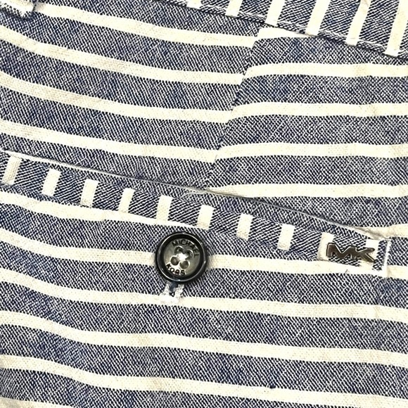 Michael Kors Mens Linen Blend Chino Shorts Blue White Striped 36 - Picture 6 of 10